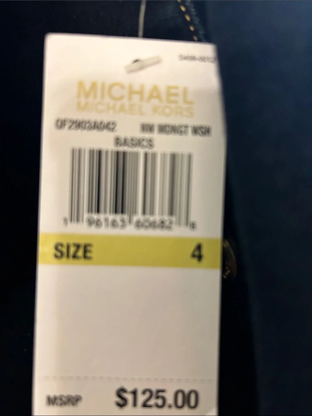 New Michael Kors Dark Navy High-Rise Jeans with Gold-Tone Buttons fits sizes 4-6